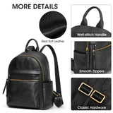 Kattee Genuine Leather Backpack Purse for Women Multi-functional Elegant Daypack Soft Leather Shoulder Bag Shopping Trip, Medium, Black