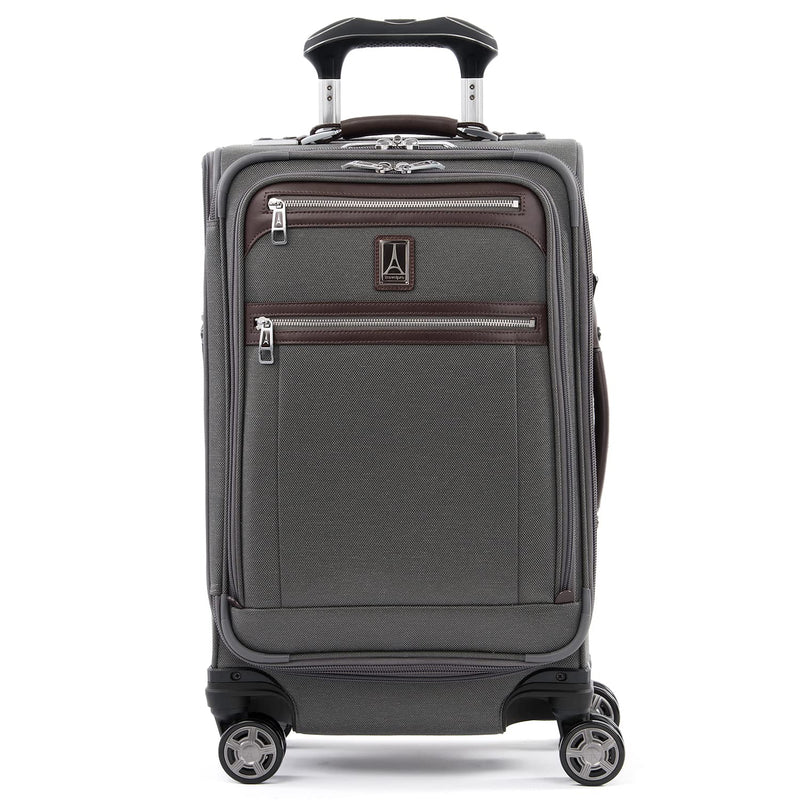 Travelpro Platinum Elite Softside Expandable Carry on Luggage, 8 Wheel Spinner Suitcase, USB Port, Suiter, Men and Women, Vintage Grey, Carry On 21-Inch