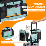PAPZER Cat Carrier Soft-Sided Travel Bag for Medium to Large Cats Over 15lbs, Small Dog Carrier Crate Top Entry Breathable Mesh Puppy 12 Pounds, Pet Rabbit Carrying Cage Kennel Collapsible Teal