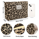 STARDW Leopard Makeup Bag Organizer Cosmetic Bags for Women and Girls,Travel Toiletry Bag Large Capacity Canvas Makeup Zipper Pouch, Purse Organizer Pouches (Brown Leopard)
