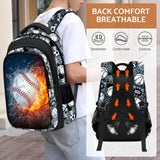 Fitvc School Backpack for Boys - Baseball Boys Backpack for Kids Children Teens Elementary Middle School - 17″ Sport Bookbag Travel Back Pack for Age 6-18