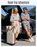 LIGHT FLIGHT Luggage Sets, Carry On Luggage 22x14x9 Airline Approved, Carry On Travel Bag Suitcases with Wheels, Expandable Hardside Lightweight Rolling with TSA Lock 2-Piece Set (DB/20),Beige