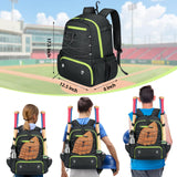 MATEIN Baseball Bat Bag for 4 Bats with Ball Pocket, Lightweight Youth Baseball Backpack with Shoe Compartment, Large Capacity Softball Equipment Bag with Fence Hook for TBall Gear, Helmet,Glove,Black
