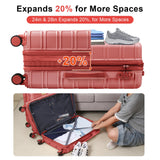 4 Piece Luggage Set Expandable ABS Travel Suitcase Set with Double Spinner Wheels TSA Lock Hardshell Durable Lightweight Traveling Luggage Sets Gift for Back to School (Rose Golden, 28in26in20in13in)