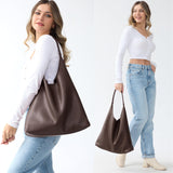 Hobo Bags for Women Soft Vegan Leather Shoulder Handbag Slouchy Tote Purses (Coffee)