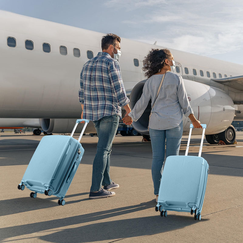 Nazhura Luggage Set, 3-Piece Hardside Suitcase Set, 20-inch Carry On, 24-inch, 28-inch Luggage (Blue)