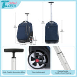 NEW TILAMI 19 inch Rolling Backpack Teens Rolling Backpack Cute Wheeled Laptop Backpack Bookbag Roller Travel Bag College, Navy Blue