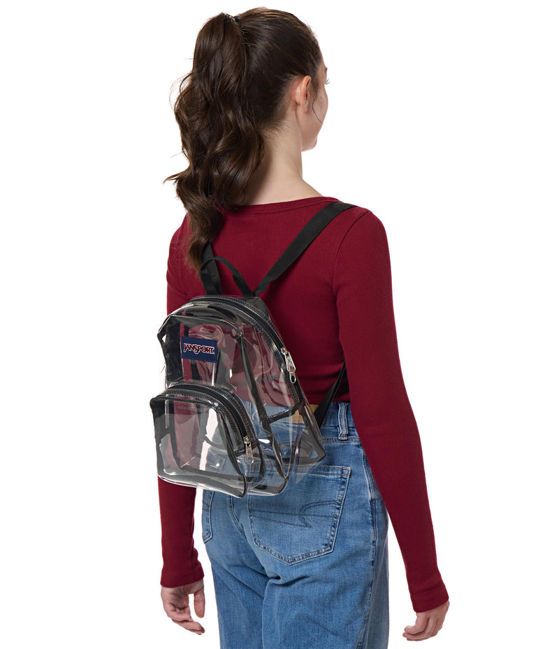 JanSport Mini Pack - Lightweight 10L Backpack with Adjustable Straps and Front Zipper Pocket - Perfect for Travel, Concerts, & Everyday Use, Clear