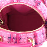 Chanel, Pre-Loved Classic CC Chain Pocket Backpack Quilted Tweed Mini, Pink