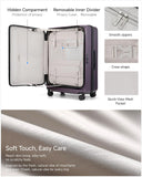 LUGGEX Checked Suitcase with Spinner Wheels, FLO5 Expandable Polycarbonate Hard Shell Suitcase with TSA Approved Lock (FX-Core, Purple, 28 Inch)