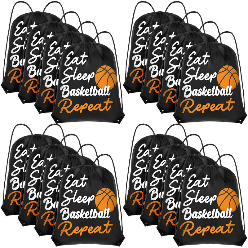 Windyun 16 Pcs Ball Drawstring Backpack Bulk Lightweight Draw String Bags Cinch Bags Drawstring Cinch Sack Tote(Basketball)