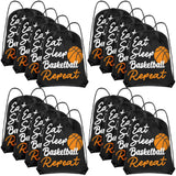Windyun 16 Pcs Ball Drawstring Backpack Bulk Lightweight Draw String Bags Cinch Bags Drawstring Cinch Sack Tote(Basketball)