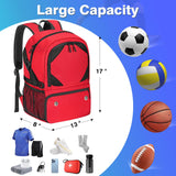Soccer Bag, Lightweight Soccer backpack with Ball Compartment & Shoe Compartment for Basketball Volleyball & Football, Large and Water Resistant Sports Backpack for Son Daughter Men Women Red