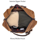 Polare 22” Waxed Canvas Cowhide Leather Travel Duffel Bag Waterproof Overnight Carry on Luggage Duffle 40L Sports Gym Weekender Bag