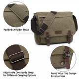 Dasein Large Vintage Canvas Messenger Shoulder Bag, Army Green, 15in Laptop Capacity