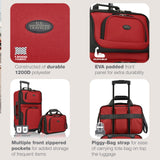 U.S. Traveler Rio Lightweight Softside Rolling Carry-on Suitcase, 2-Wheel Set, Red