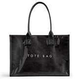 KALIDI PVC Tote Bag Women’s Kraft Paper Work Handbags Purses with Top Handle,Black