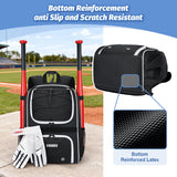 Ciihars Youth Baseball Bag - Baseball Backpack Bat & Glove Holder, T-Ball & Softball Equipment & Gear,Large Main Compartment for Helmet & accessories, Fence Hook，Insulation Pocket (black)