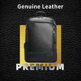 BOPai Unisex Slim Genuine Leather Laptop Backpack Men for 15-15.6 inch Business Smart Professional Lightweight Backpack with USB Charging Office Commuter Computer Rucksack Executive Anti Theft Black