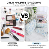 senbowe Floral Makeup Bag, 3 Pack Large Cotton Quilted Makeup Bag Set, Cute Floral Coquette Aesthetic Toiletry Bag Make Up Cosmetic Bag for Women, Toiletry Travel Make Up Organizer Bag