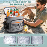 YOUNGOA Large 52cans Cooler Backpack, Insulated, Waterproof, Leak Proof, 30L Large Capacity (Grey)