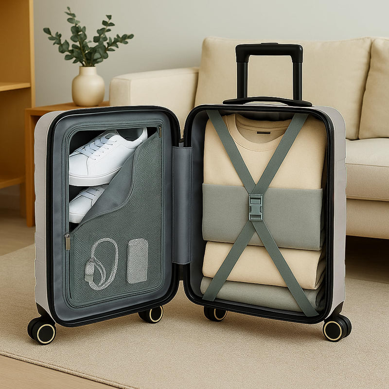 World Traveler Dejuno Motley Lightweight Hardside Expandable Spinner Luggage, Grey, Carry-On