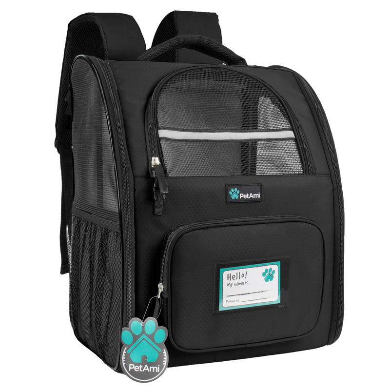 PetAmi Dog Backpack Carrier for Small Large Cat, Pet, Puppy, Ventilated Pet Hiking Backpack Travel Bag, Airline Approved Cat Backpack Carrier, Camping Biking Dog Bag Up to 18lbs Pet, Black