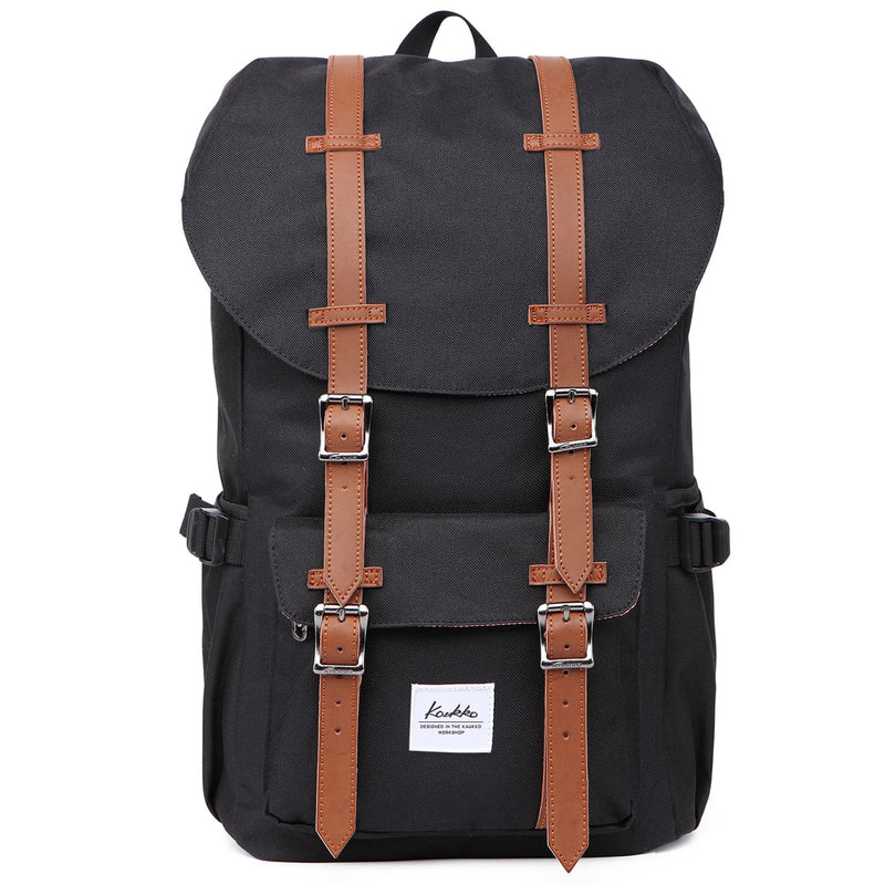 KAUKKO Travel Laptop Backpack Outdoor Rucksack Causal backpack Fits 15.6"(Nylon Black)