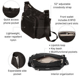 Baggallini Crosstown Hobo Crossbody for Women - 9"x7.8" Travel Crossbody Bag with RFID Wallet and Water Bottle Holder