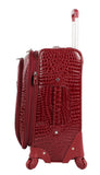 Kathy Van Zeeland Croco PVC Designer Luggage - Lightweight Expandable 20 Inch Carry on Suitcase for Women - Small Durable Bag with 4-Rolling Spinner Wheels (Burgundy)