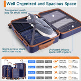 Hoteel Luggage Sets 4 Piece, 4-Year Warranty, Carry-On Luggage with Dual-Spinner Wheels, PC+ABS Hardside Suitcase Set with TSA Lock, Large Checked Travel Suitcases, Dark Blue(16/20/24/28)