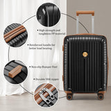 Joyway Luggage Sets 5 Piece PP Hardshell Carry on Suitcase, Travel Lightweight Carry-on with Double Spinner Wheels and TSA Lock, Black Brown