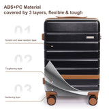 Voytra 5 Piece Luggage Set for Family Travel, Lightweight Hardshell PC+ABS Suitcases set, Suitcase with 8 Smooth Spinner Wheels, TSA Lock, YKK Zippers(20' 24' 28' Black)