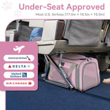 Airline Approved Cat Carrier 17.5×10.5×10.5 in, Escape-Proof Design with Locking Zippers & Safety Leash, Easy-Access 3-Way Entry, Washable Mat, Gift-Ready Holiday Choice for Cats up to 12 lb