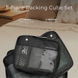 Briggs & Riley Carry On Compression Packing Cube Set - Bag Organizer for Suitcase & Luggage, Travel Essentials for Women & Men, Pack Accessories for Vacation, Maximize Storage Space - 3-Piece, Black