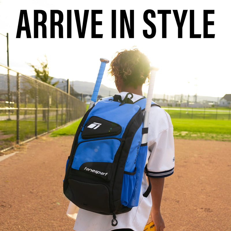 Tonesport Baseball Bag - Backpack for Baseball, Softball, Tball - Adults & Youth Bat Bag - Royal Blue