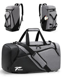 Tolaccea Gym Bag for Men Women, Large Sport Duffel Bags with Shoe Compartment Wet Compartment, Travel Duffel Bag Backpack, Weekender Bags Carry On Backpack for Gym, Travel, Fitness, Workout(Grey, 47L)