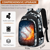 Fitvc School Backpack for Boys - Baseball Boys Backpack for Kids Children Teens Elementary Middle School - 17″ Sport Bookbag Travel Back Pack for Age 6-18