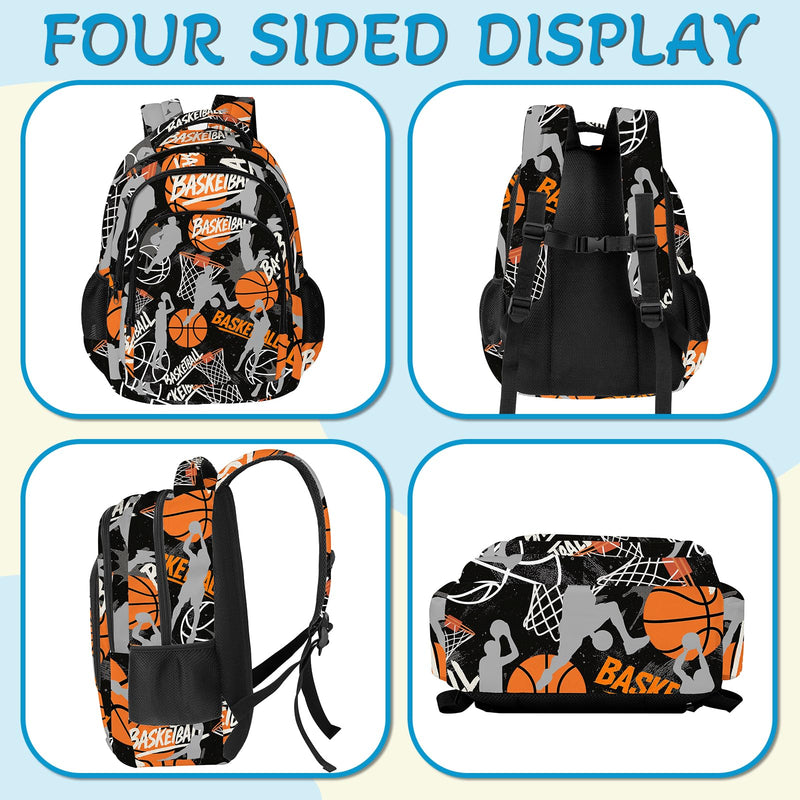 Basketball Backpack for Kids,School Bookbag Large Capacity Adjustable Bookbag Durable Lighting Multi Pockets School Bag Daypack Travel (Basketball)