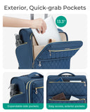 BAGSMART Underseater Carry On Luggage Airline Approved with Spinner Wheels, 16 Inch Small Luggage with TSA Lock, Overnight Small Rolling Softside Suitcases for Women, Navy Blue