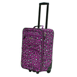 Rockland Fashion Softside Upright Luggage Set, Expandable,Telescopic Handle,Wheel, Purple Leopard, 2-Piece (14/19)