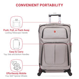 SwissGear Sion Softside Expandable Luggage – Medium Checked Suitcase with 360 Degree Wheels & Retractable Handle – 25 Inch, Perfect for 1-7 Night Trips – Pewter