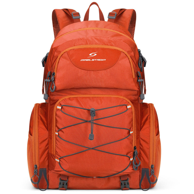 Maelstrom Hiking Backpack, 40L Waterproof Camping Daypack for Men and Women, Lightweight Travel Pack with Rain Cover-Orange