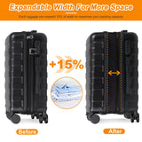 SUPER DEAL 21 Inch Carry On Luggage with Spinner Wheels, Expandable Hardside Suitcase Height Adjustable Durable Rolling Luggage with Porable Handle and Side Feet for Business Trips and Travel, Black