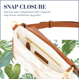 Tommy Bahama Women's Crossbody Bag Purse, Floral Canvas Flap Small Shoulder Handbag with Adjustable Strap and Leather Trim, Multi