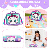 Meetbelify Kids School Backpacks for Girls Cute Cat Backpack with Lunch Bag for Elmentary Students Kids Travel Bookbag for Girls Age 6-12 Purple