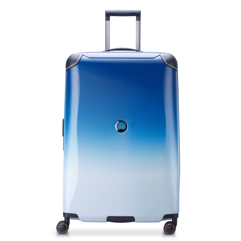 DELSEY PARIS Cactus Hardside Luggage with Spinner Wheels, White/Blue, Checked-Large 28 Inch