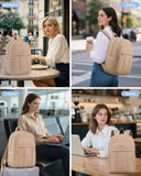 LOVEVOOK College Laptop Backpack for Women, Puffer Quilted Casual Daypack Fits 15.6 Inch Laptop, Lightweight Travel Backpack Work Bookbag, Coffee Brown