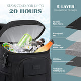 Tuwubi Cooler Backpack 35 Cans, Backpack Coolers Insulated Leak Proof for Men Women, Waterproof Soft Sided Lunch Camping Beach Travel Ice Chest Backpack Cooler Bag Black