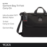 TUMI - Alpha Garment Bag Tri-Fold Carry-On - Business Travel Garment Bag - Fits Suits And Gowns - Top Carry Handles - Black